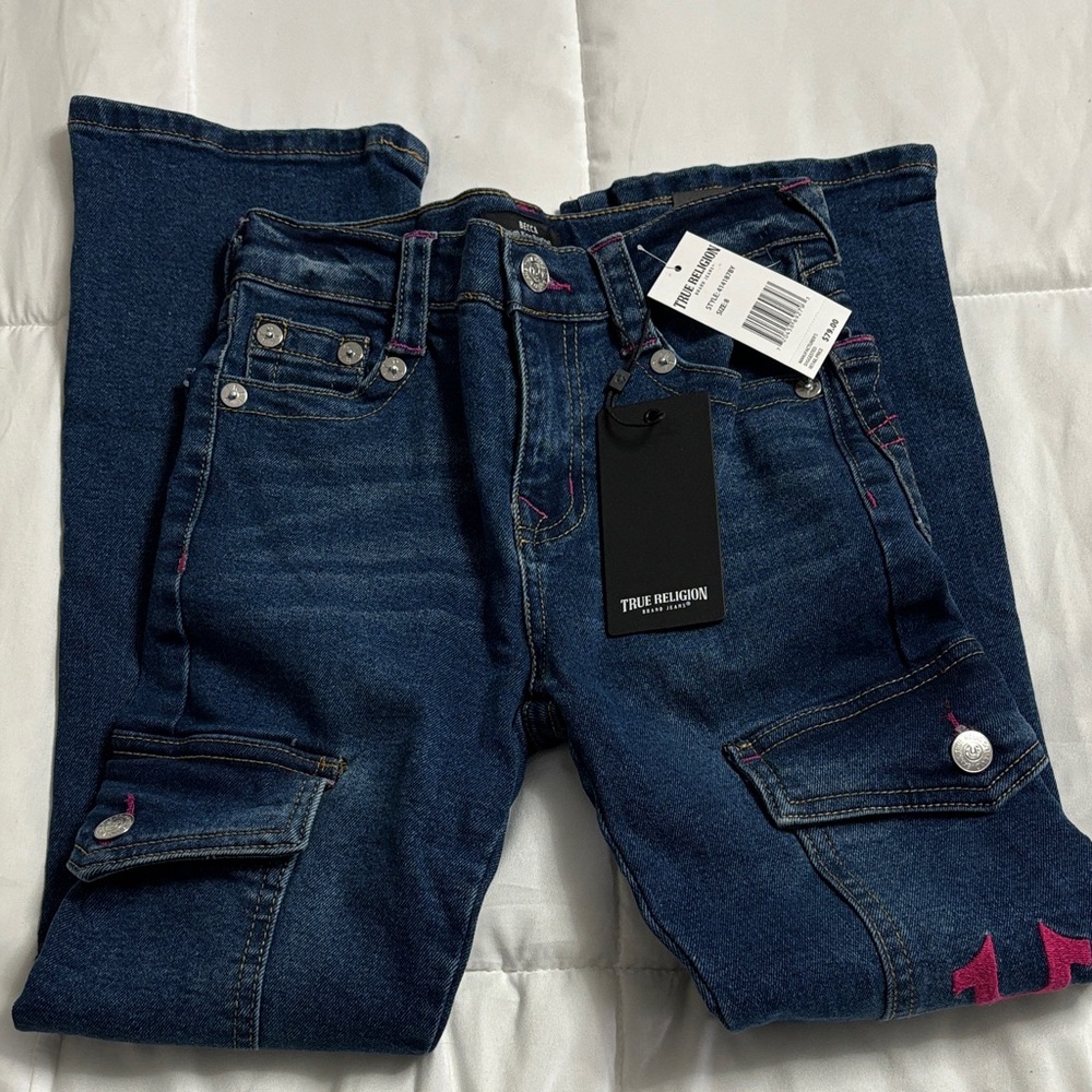 True Religion Denim Pants with Pink Stitching